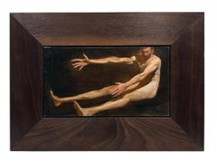 Quantum Man - männlicher Akt Ölgemälde auf Tafel - Zack Zdrale