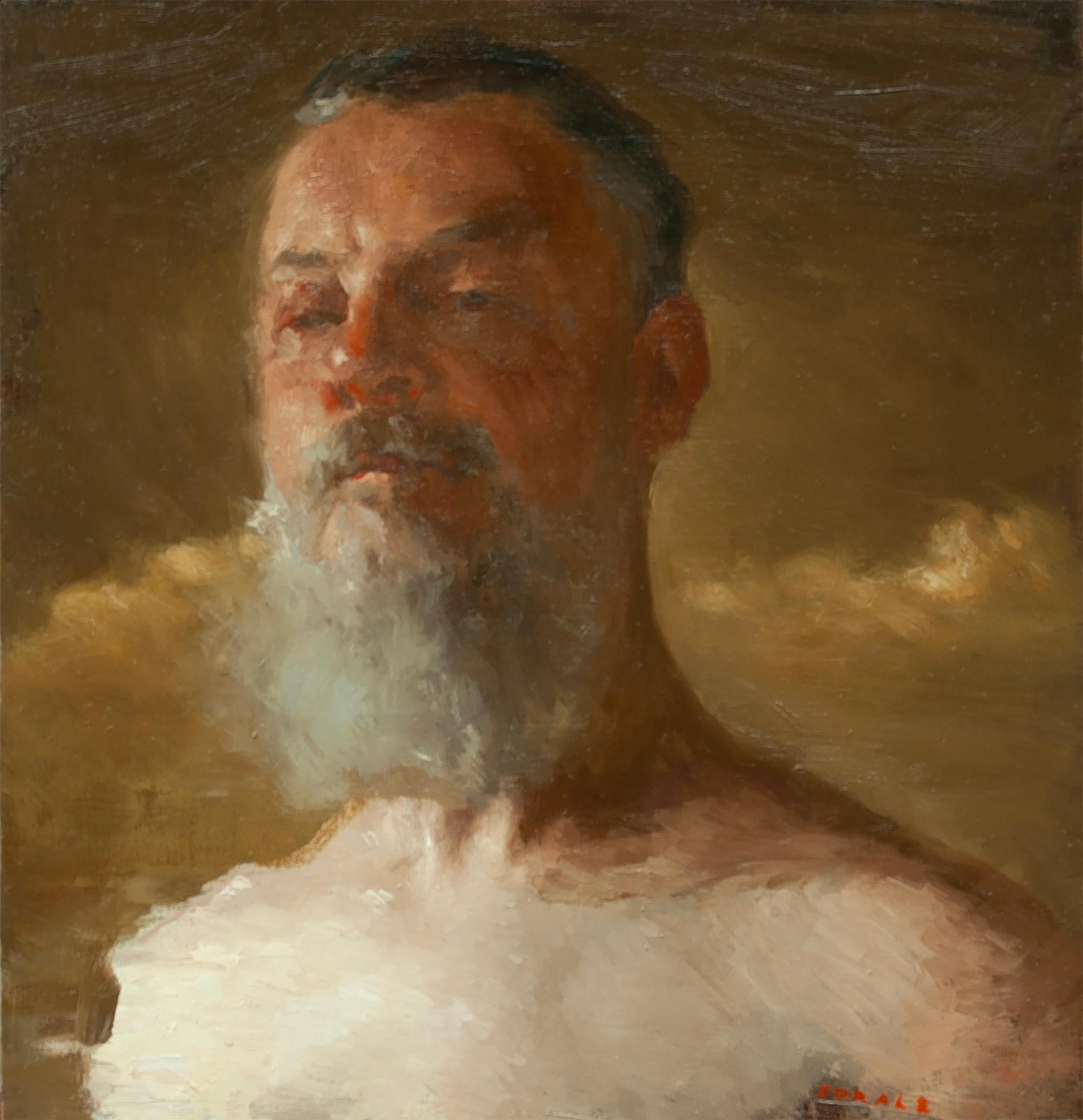 "Thad" by Zack Zdrale (US based) is an original oil on panel depicting a portrait of a male model with a beard. 

Zack Zdrale (b. 1977) takes a traditional approach to his work although his subjects and compositions place his work in the present. He