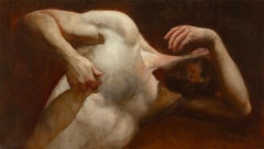 "Wellness Check" (2024) by Zack Zdrale, Original Oil Painting, Nude Male