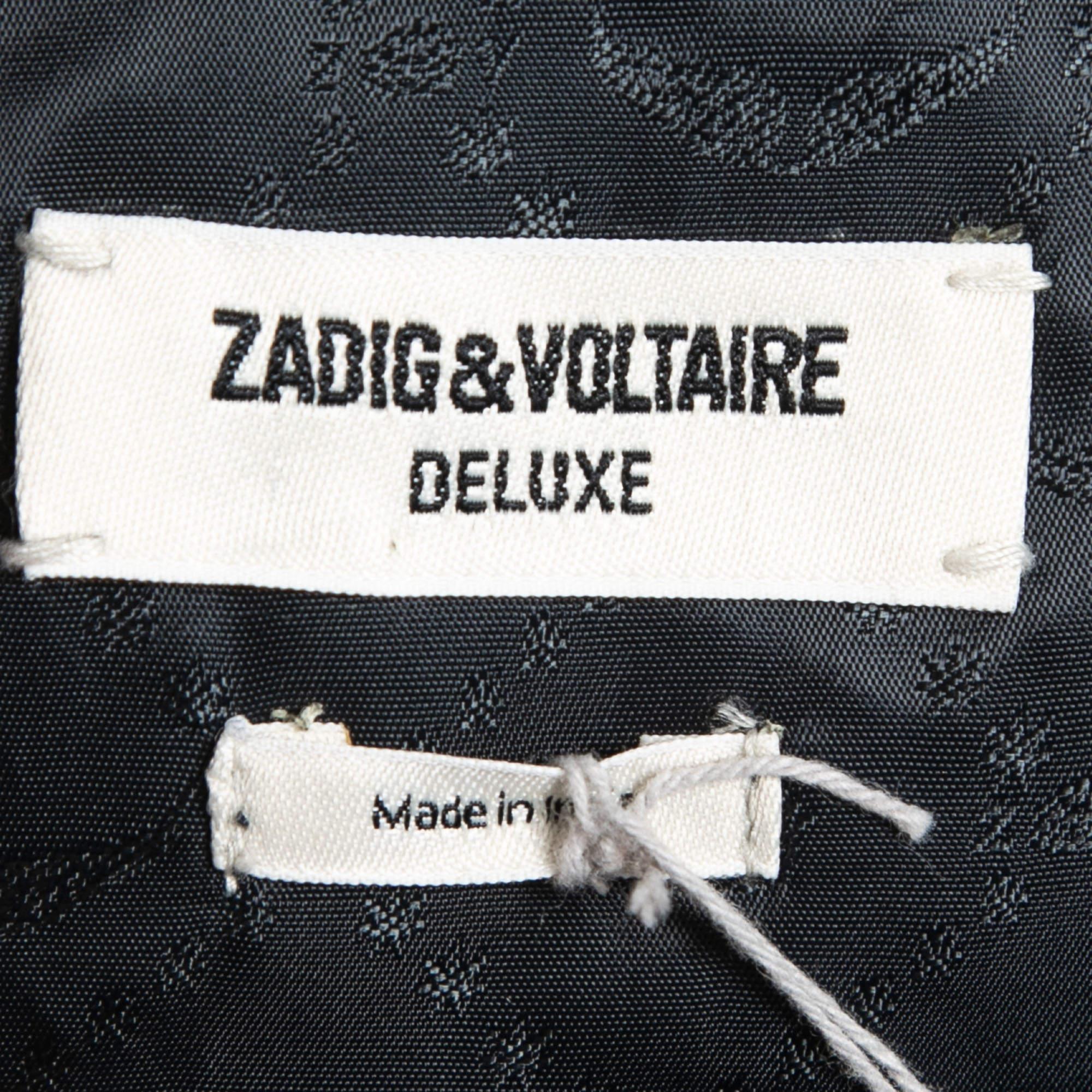 Women's Zadig and Voltaire Black Fringed Leather Mini Skirt M