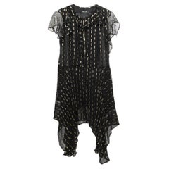 Zadig and Voltaire Black/Gold Chiffon Shiny Ruffled Dress M