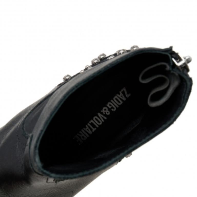 Zadig & Voltaire Botines de piel negra con adornos Talla 36 en venta 1