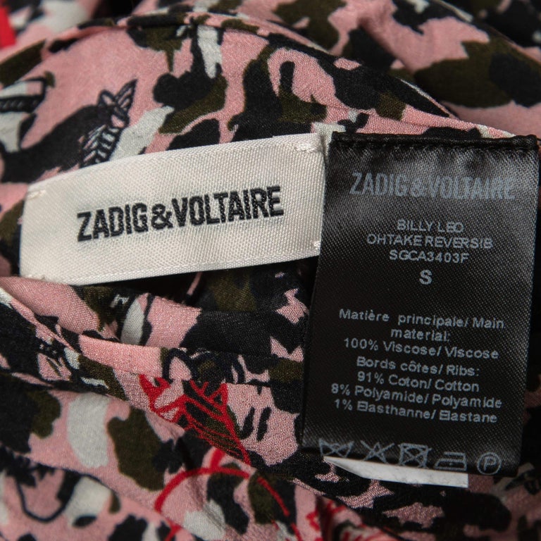 Zadig and Voltaire Veste bomber réversible en crêpe imprimé noir
