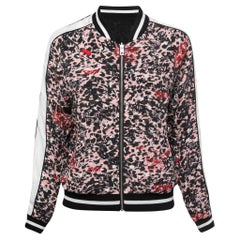 Zadig and Voltaire Black/Pink Printed Crepe Reversible Bomber Jacket S