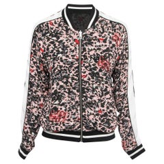 Zadig and Voltaire Black/Pink Printed Crepe Reversible Bomber Jacket S