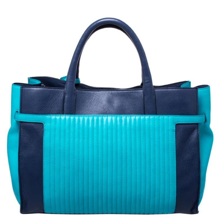 Zadig and Voltaire Blue/Green Leather Large Candide Tote at 1stDibs