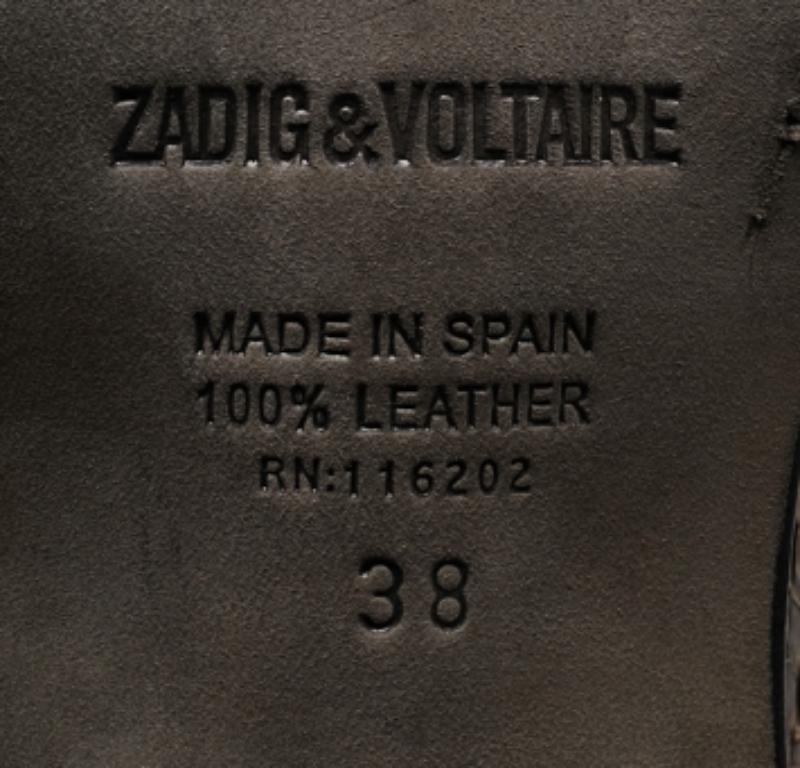 Zadig & Voltaire - Stivaletti in pitone marrone/nero misura 38 In condizioni buone in vendita a Dubai, Al Qouz 2