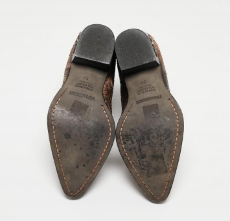 Zadig & Voltaire - Stivaletti in pitone marrone/nero misura 38 in vendita 1