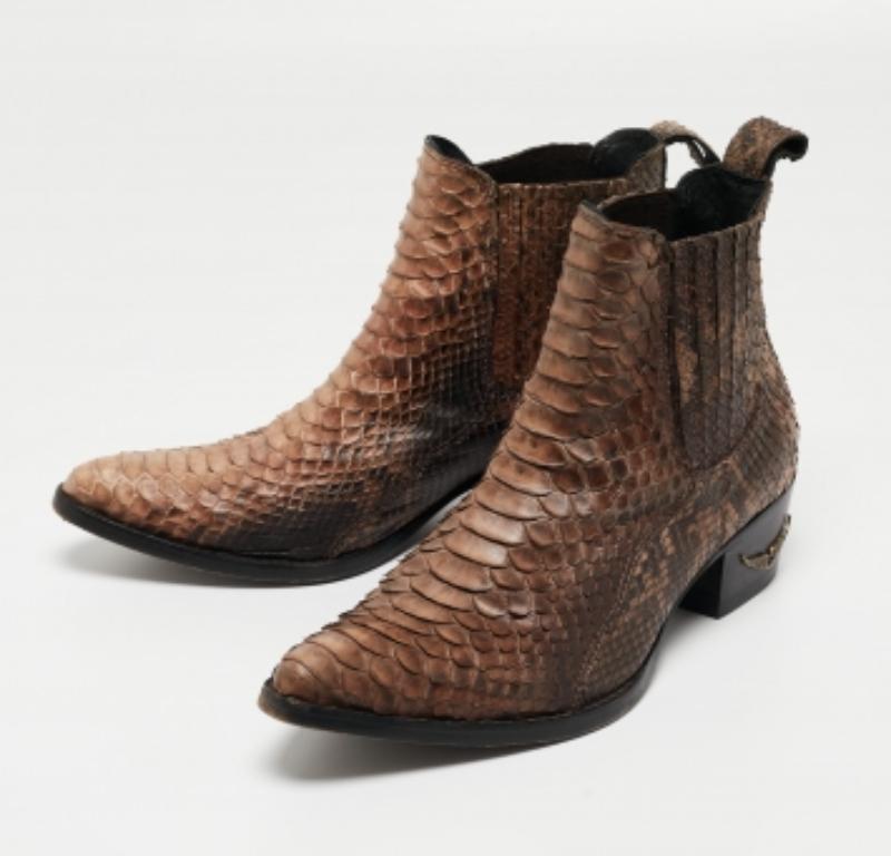 Zadig & Voltaire - Stivaletti in pitone marrone/nero misura 38 in vendita 3