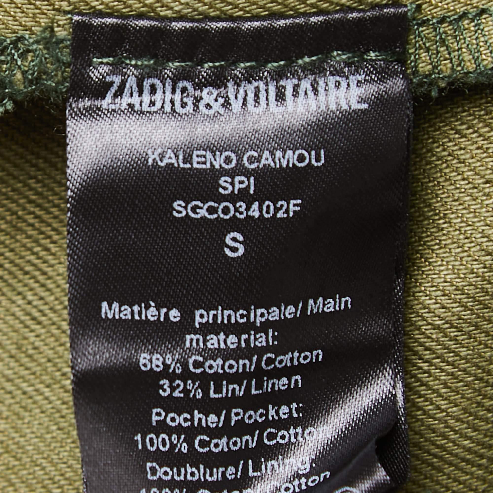 Black Zadig and Voltaire Green Camouflage Cotton & Linen Jacket S