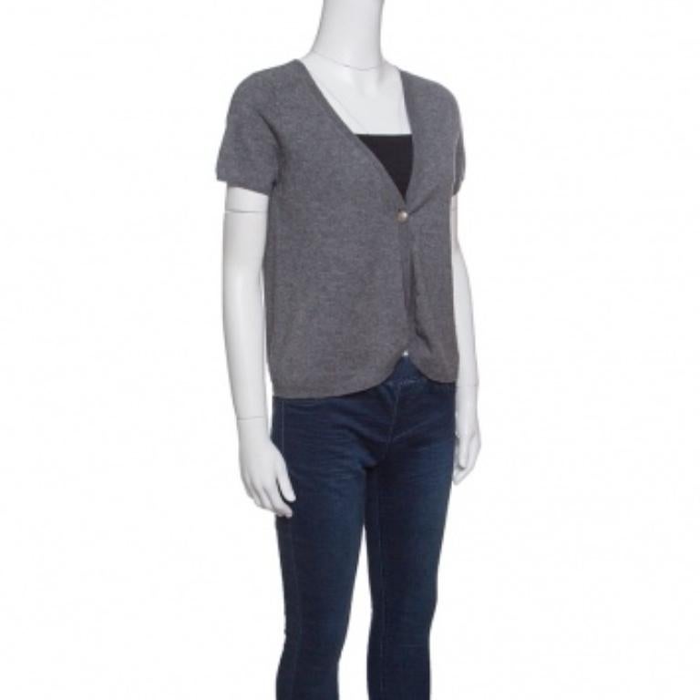 Zadig & Voltaire Grau Kurzarm-Strickjacke Dublini Cardigan M Damen im Angebot