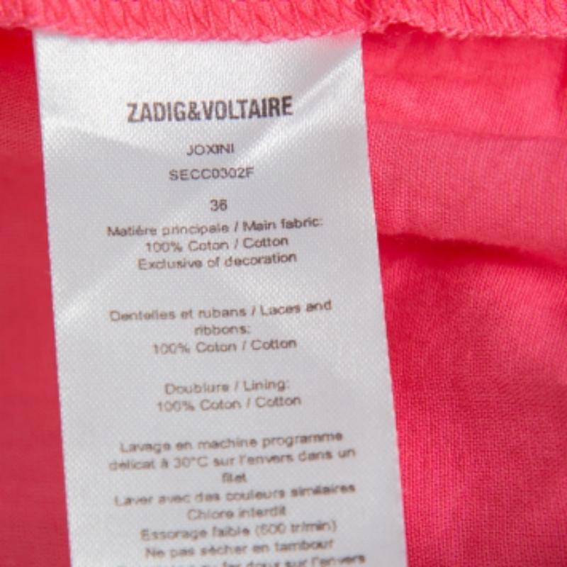 Zadig and Voltaire Pink Cotton Joxini Skirt S For Sale 2