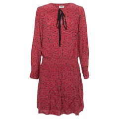 Zadig and Voltaire Red Floral Printed Crepe Tie Front Midi Dress L
