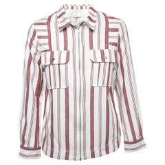 Zadig and Voltaire White Striped Cotton Zip Front Shirt S