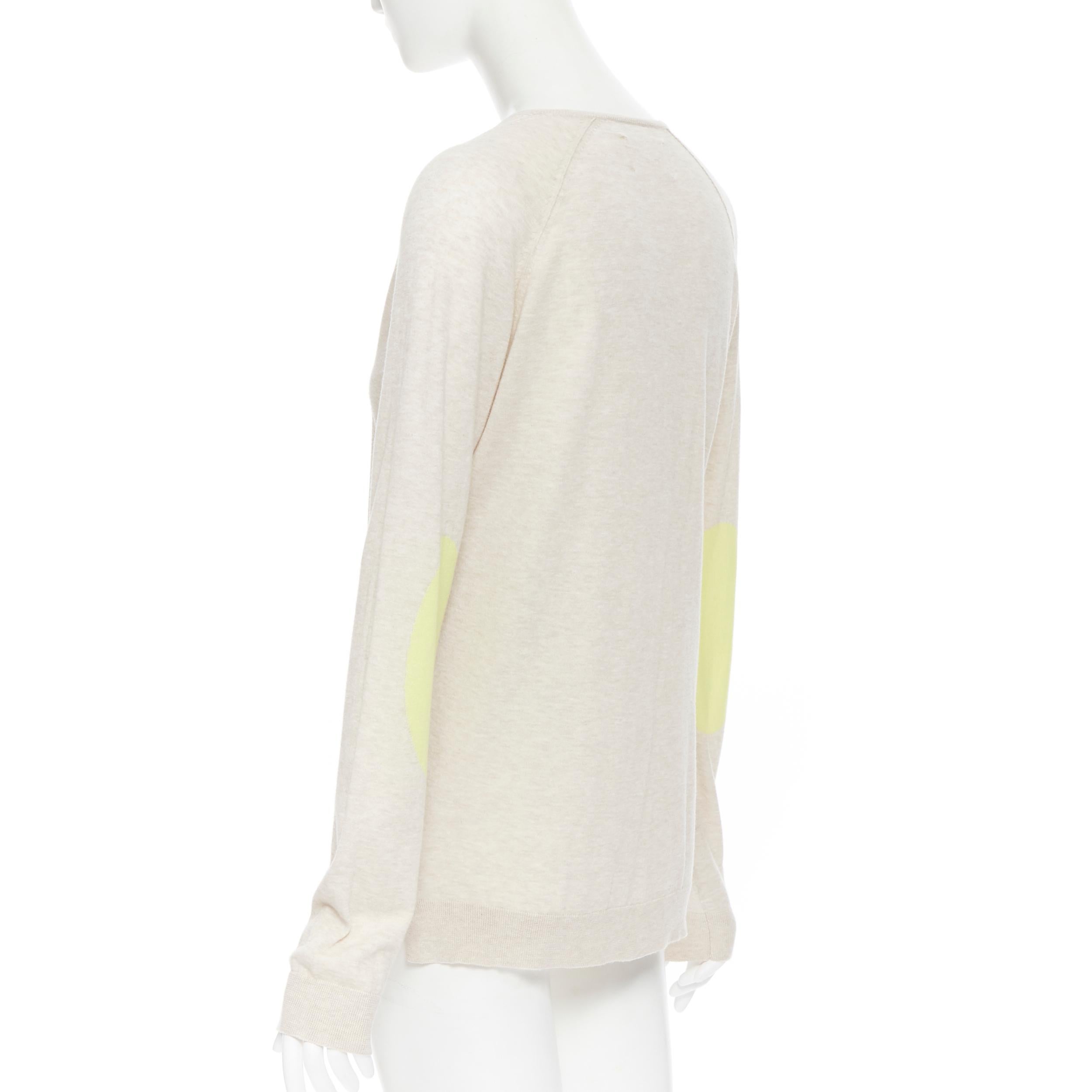 Beige ZADIG VOLTAIRE 100% cotton beige ZV logo yellow elbow V-neck sweater S