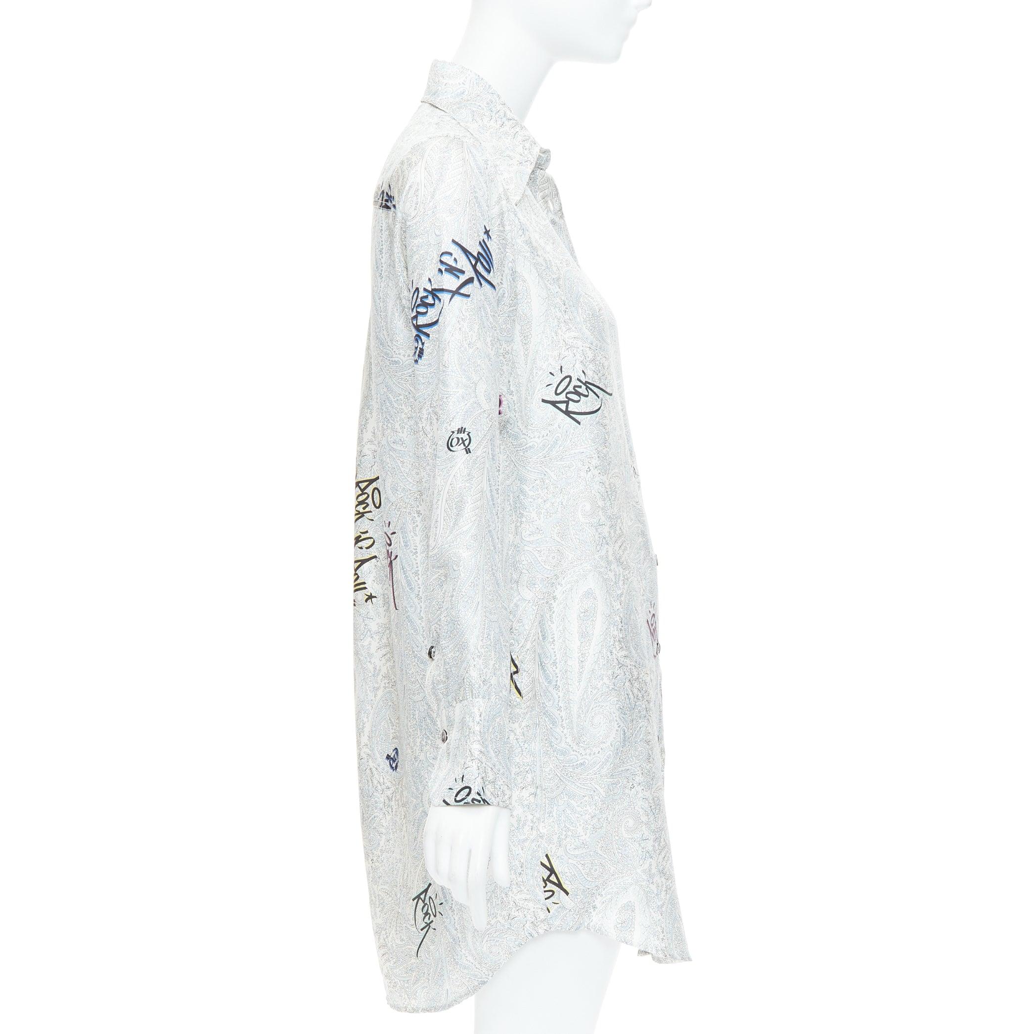 ZADIG VOLTAIRE 100% Seide Paisley Rock gedruckt Knopf unten Hemd Kleid XS im Zustand „Hervorragend“ im Angebot in Hong Kong, NT
