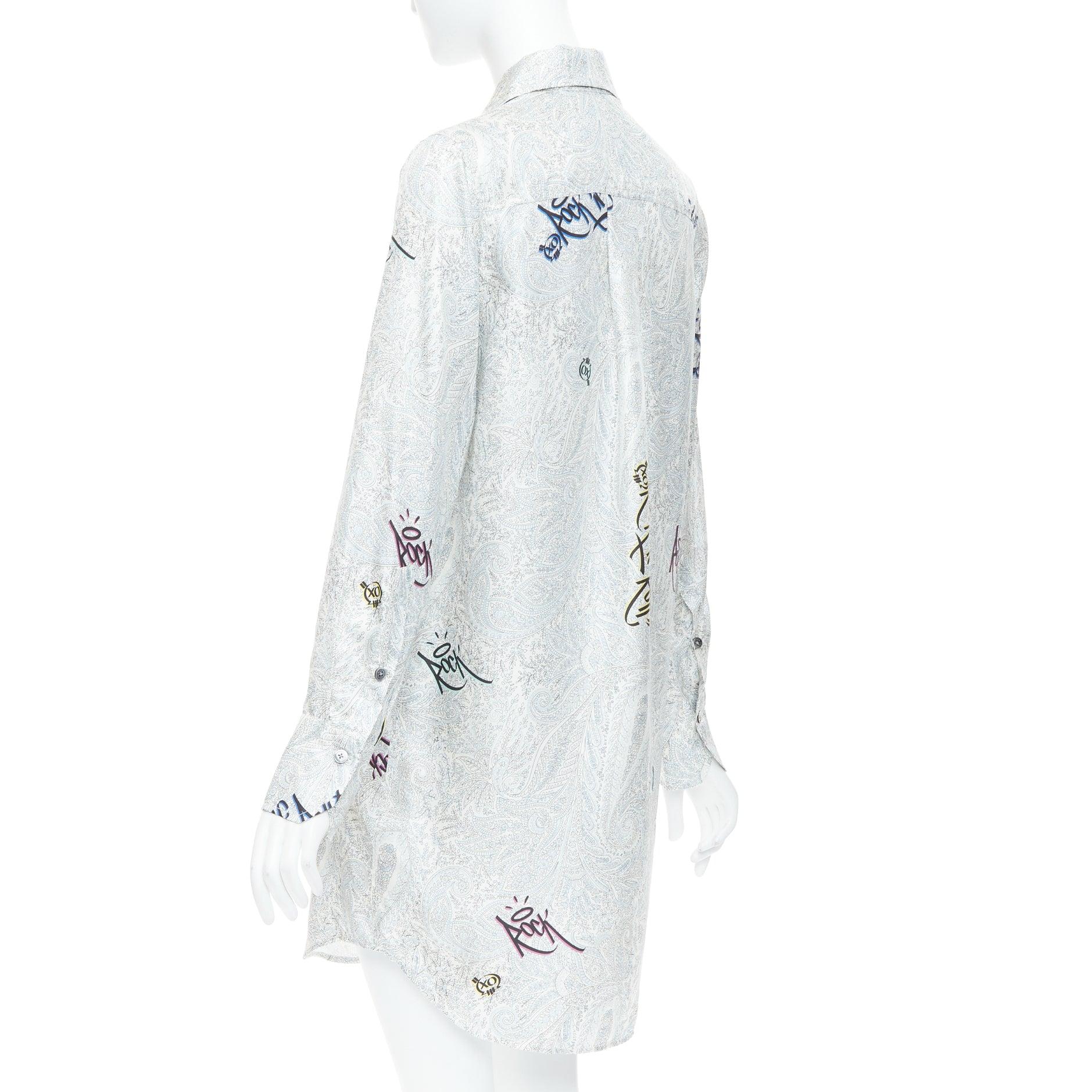 ZADIG VOLTAIRE 100% Seide Paisley Rock gedruckt Knopf unten Hemd Kleid XS im Angebot 1