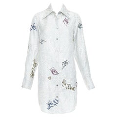 ZADIG VOLTAIRE 100% silk paisley rock printed button down shirt dress XS