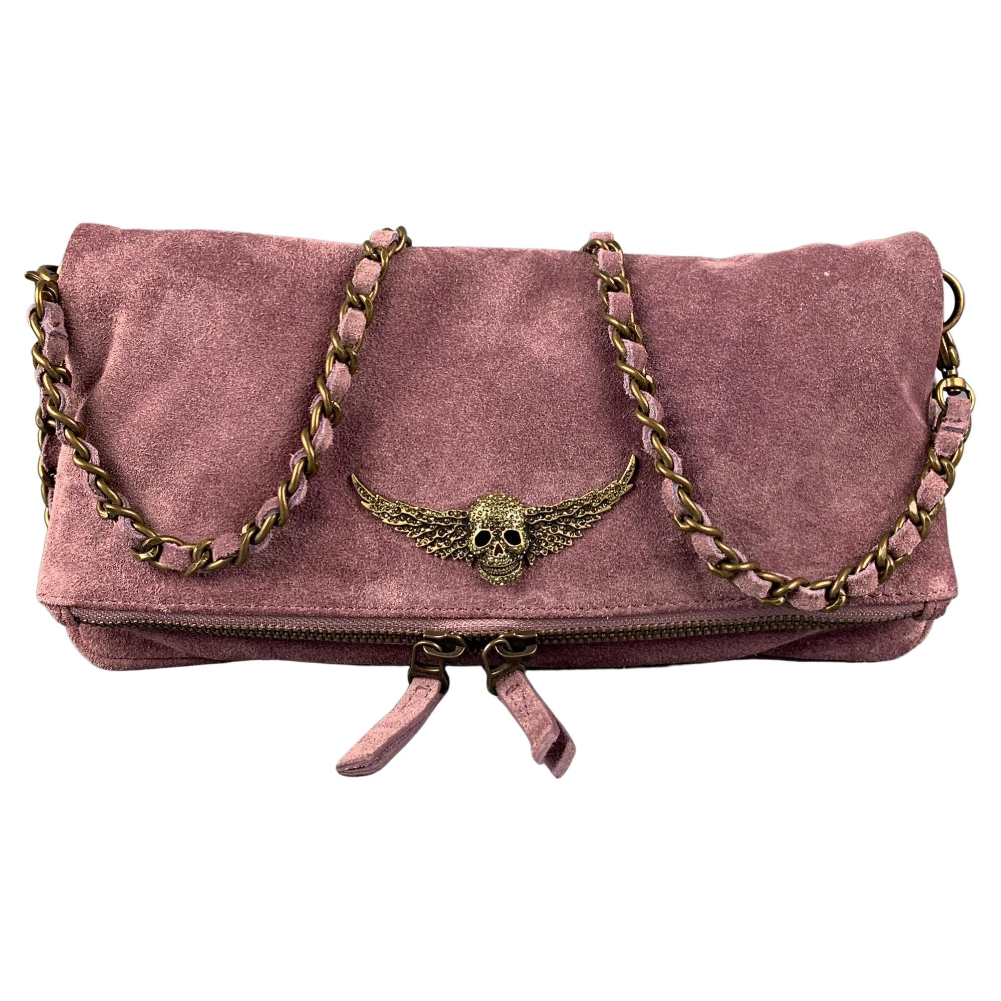 ZADIG & VOLTAIRE 2008 Purple Skull Suede Shoulder Bag Handbag