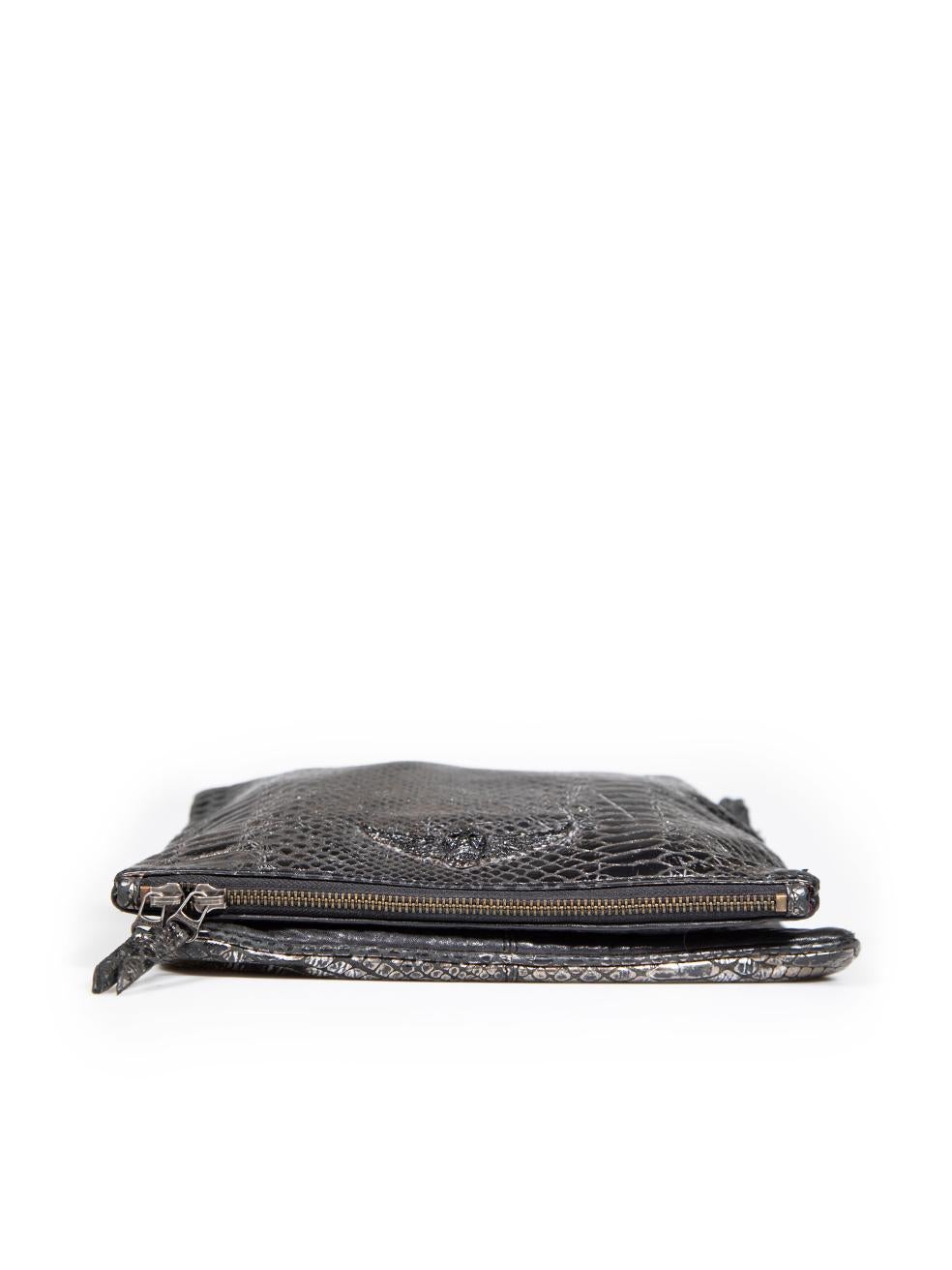 Women's Zadig & Voltaire Anthracite Python Embossed Bag
