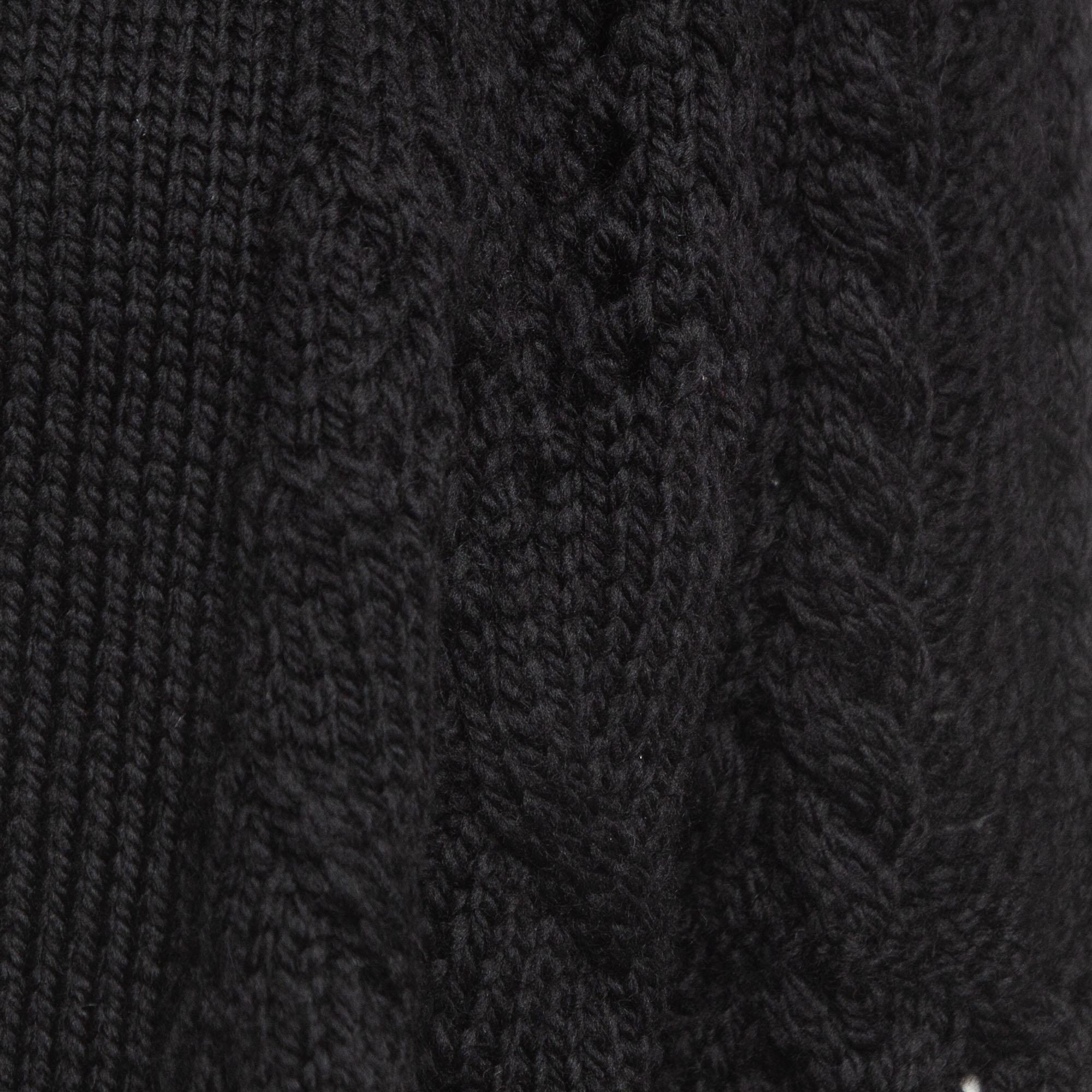 Zadig & Voltaire Black Cable Knit Wool Dalia Cardigan L 1