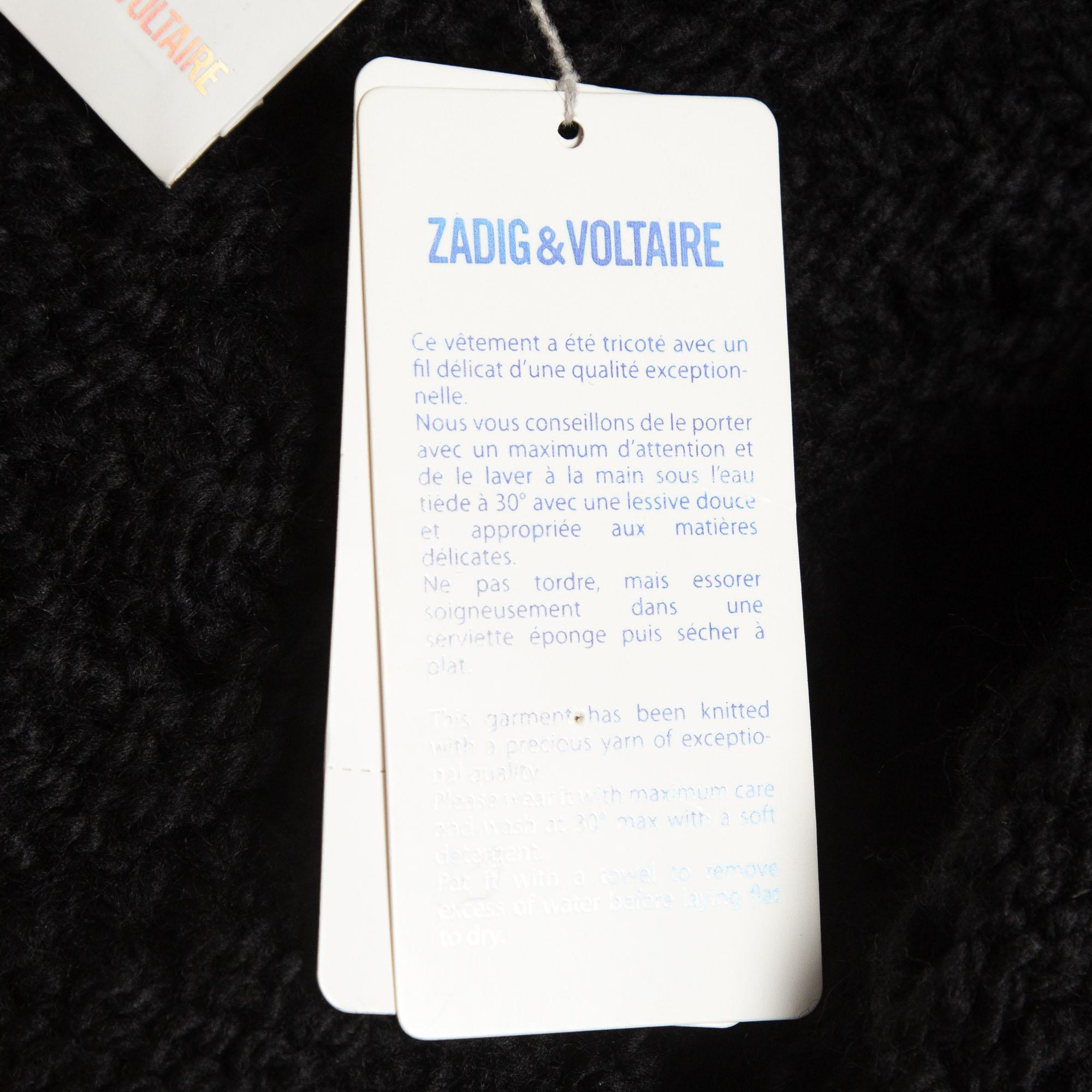 Zadig & Voltaire Black Cable Knit Wool Dalia Cardigan L 2
