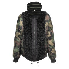 Used Zadig & Voltaire Black & Camo Printed Synthetic Reversible Kitch Down Jacket 