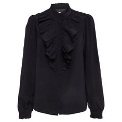 Zadig 
Voltaire Black Crepe Silk Ruffled Blouse L