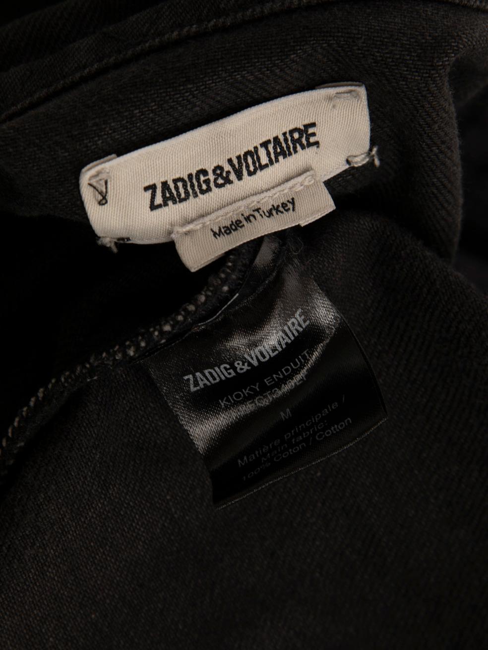 Zadig & Voltaire Black Denim Zipped Jacket Size S For Sale 2