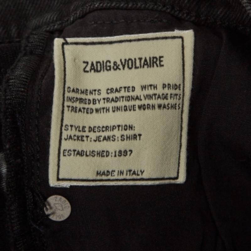 Zadig & Voltaire Schwarz Distressed Denim Raw Edge Detail Shorts L Taille 34