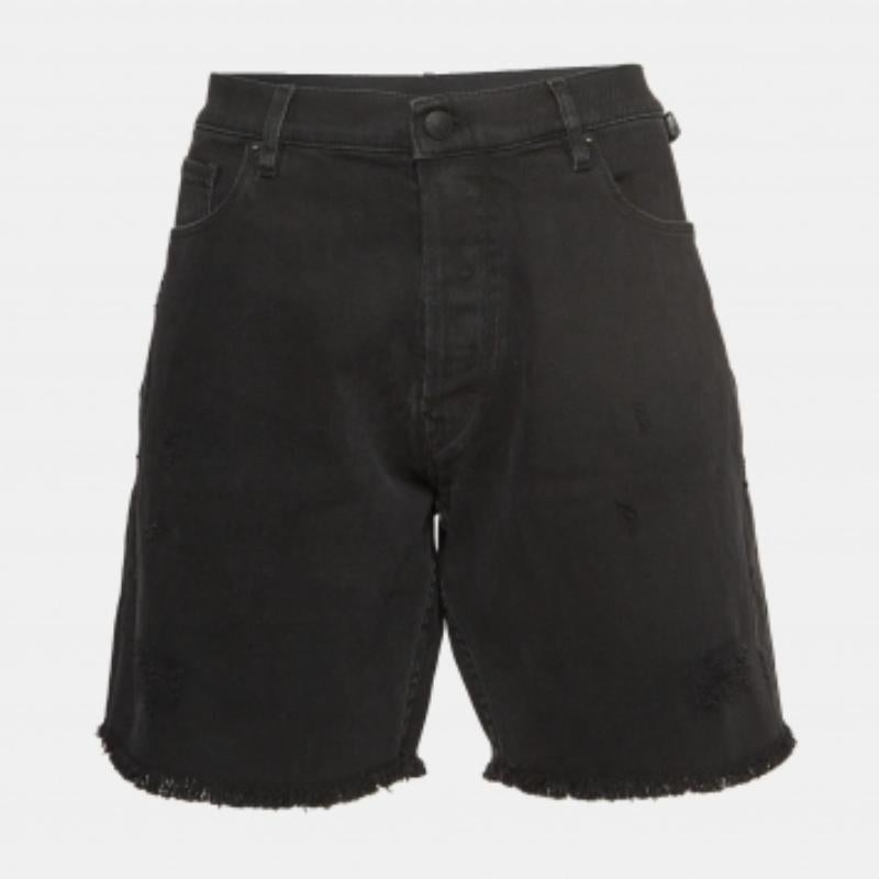 Zadig & Voltaire Black Distressed Denim Raw Edge Detail Short L Waist 34" (taille 34)