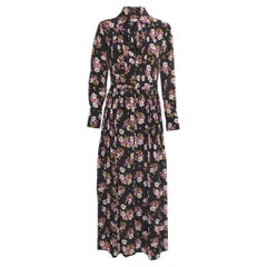 Zadig & Voltaire Black Floral Print Silk Buttoned Maxi Dress XS