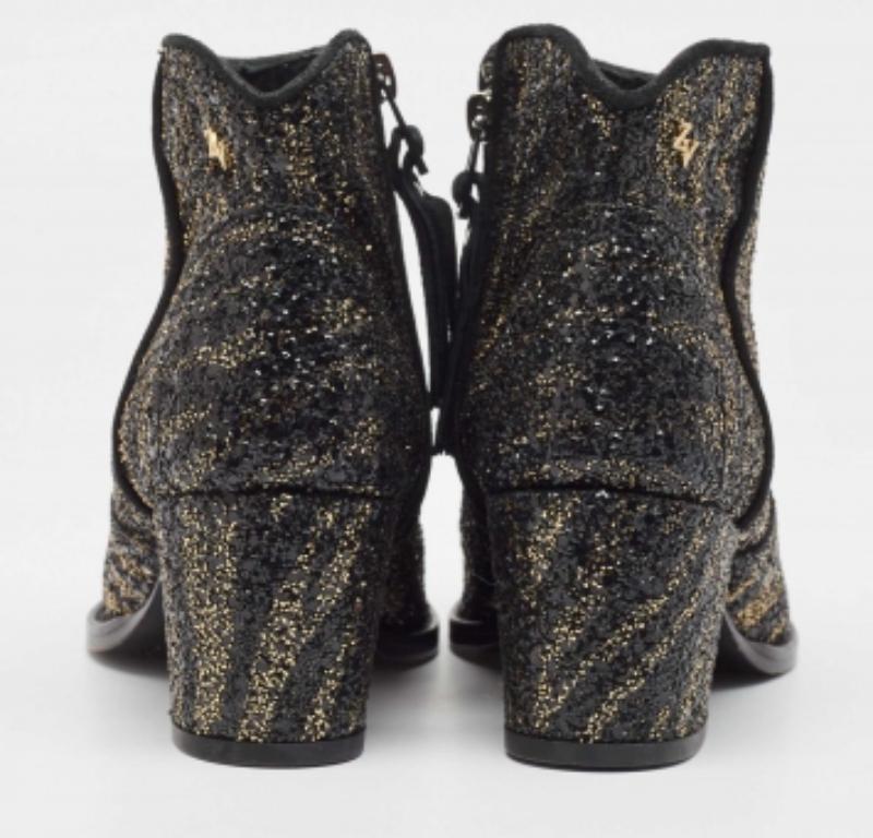 Zadig & Voltaire Schwarz/Gold Glitter Molly Stiefelette Größe 36 im Angebot 2