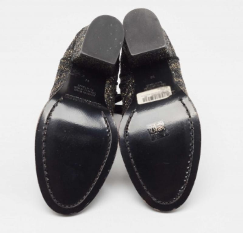 Zadig & Voltaire Schwarz/Gold Glitter Molly Stiefelette Größe 36 im Angebot 3