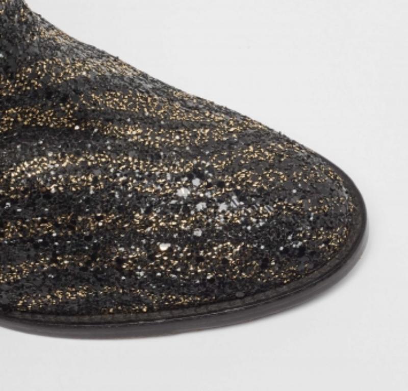 Zadig & Voltaire Schwarz/Gold Glitter Molly Stiefelette Größe 36 im Angebot 4