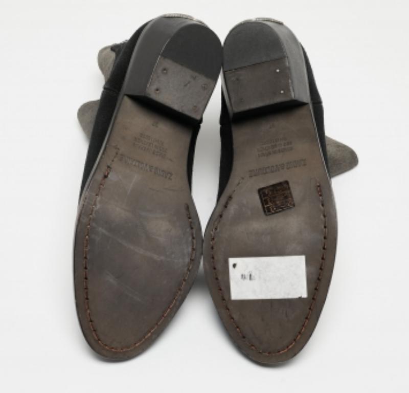 Zadig & Voltaire Schwarz/Grau Wildleder Teddy Stiefeletten Größe 37 im Angebot 6