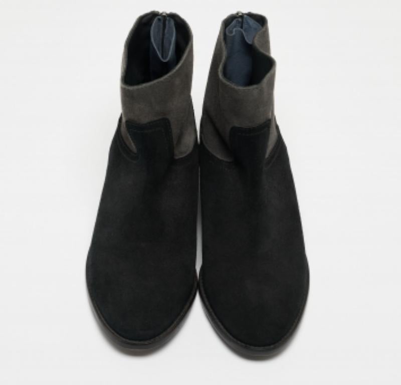 Zadig & Voltaire Schwarz/Grau Wildleder Teddy Stiefeletten Größe 37 Damen im Angebot