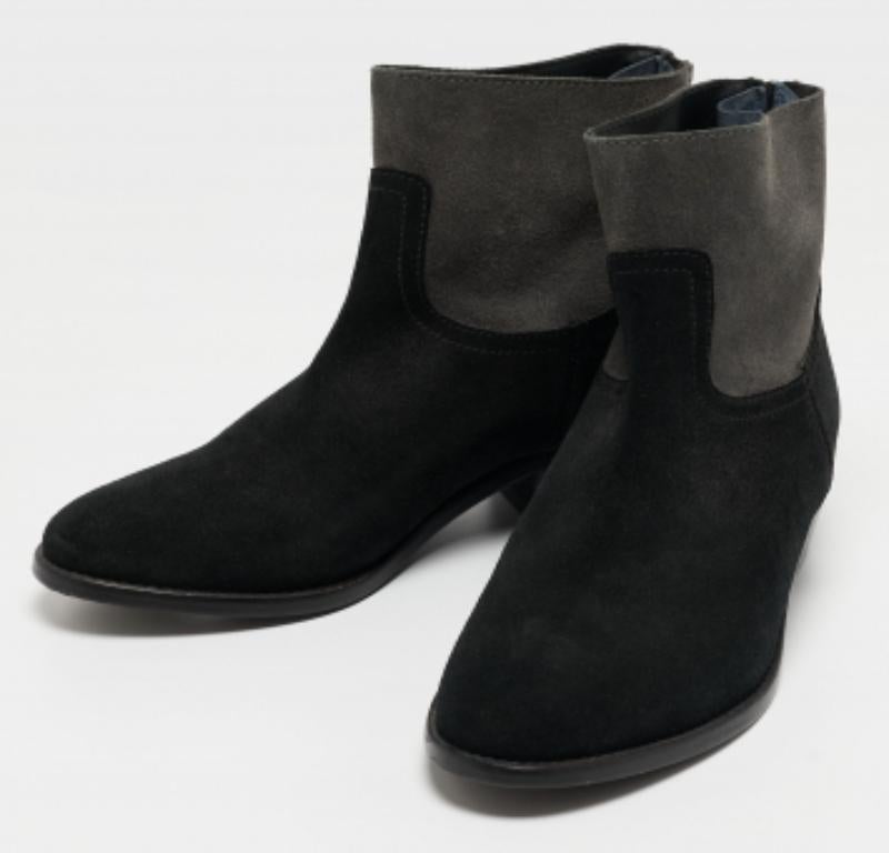 Zadig & Voltaire Schwarz/Grau Wildleder Teddy Stiefeletten Größe 37 im Angebot 4