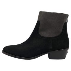 Zadig & Voltaire Black/Grey Suede Teddy Ankle Boots Size 37