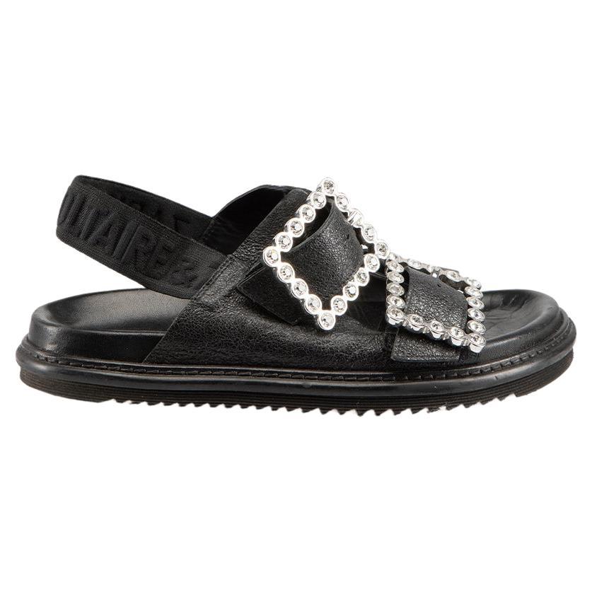 Zadig & Voltaire Black Leather Crystal Sandals Size IT 40 For Sale