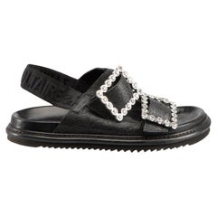 Zadig & Voltaire Black Leather Crystal Sandals Size IT 40