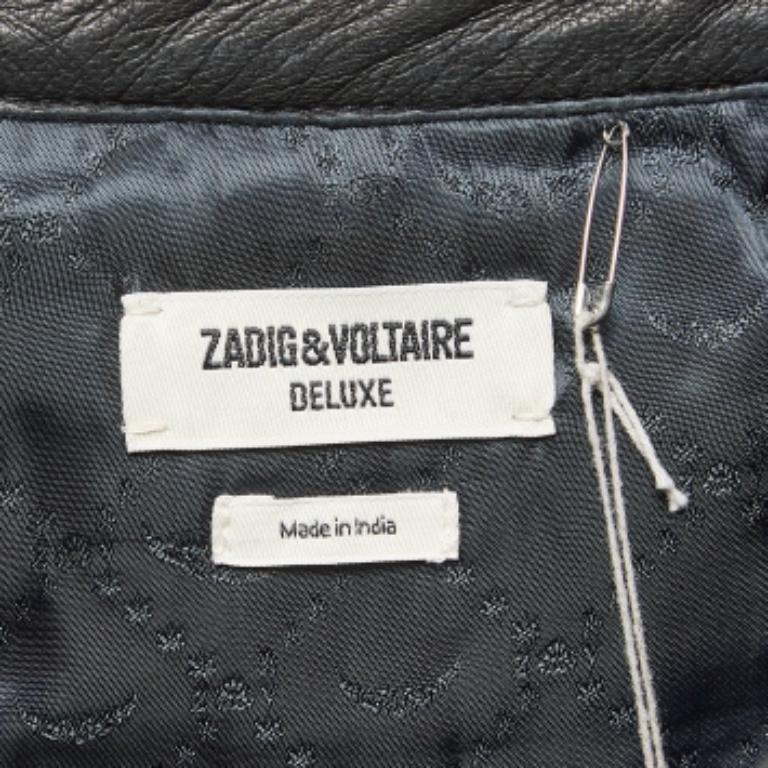 Zadig & Voltaire Schwarzer Lederfransenminirock M im Angebot 1