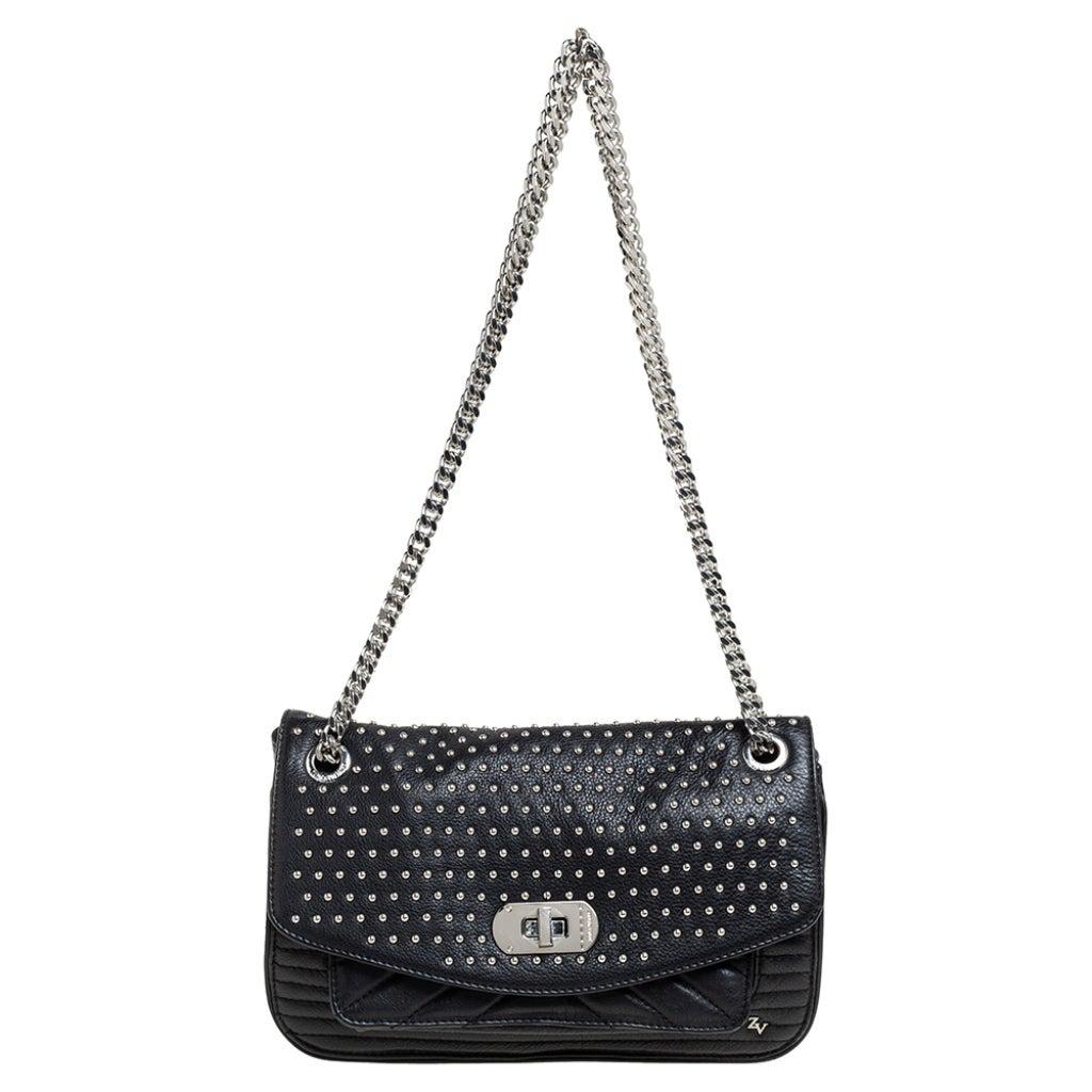 Zadig & Voltaire Black Leather Studded Crossbody Bag