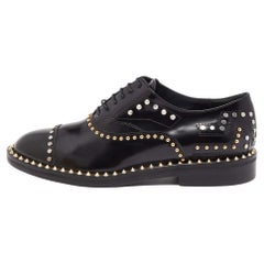 Zadig & Voltaire Black Leather Studded Lace Up Oxfords Size 37