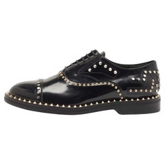 Zadig & Voltaire Black Leather Studded Youth Clous Oxfords Size 36