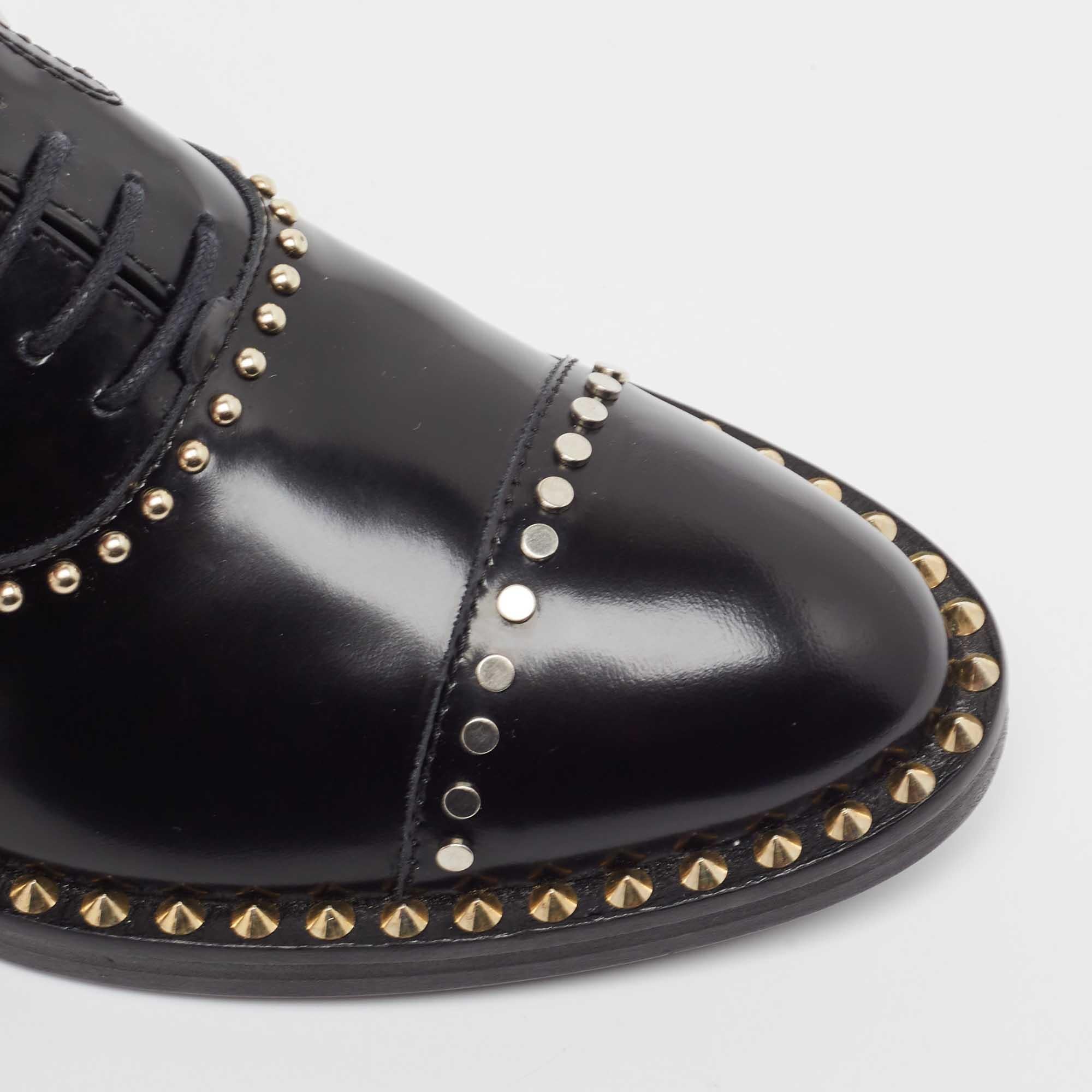 Zadig & Voltaire Black Leather Studded Youth Clous Oxfords Size 37 3