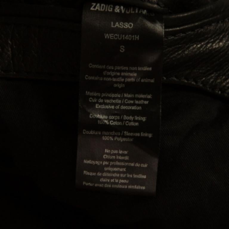 Zadig & Voltaire Veste zippée en cuir noir S Pour hommes en vente