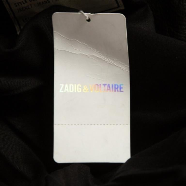 Zadig & Voltaire Veste zippée en cuir noir S en vente 1