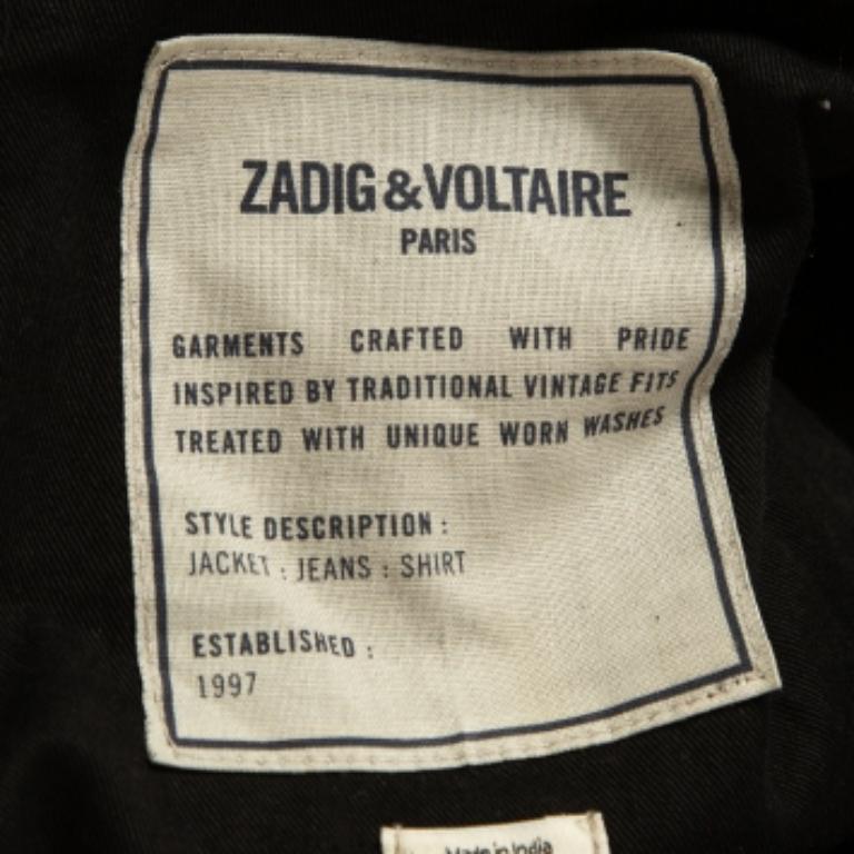 Zadig & Voltaire Veste zippée en cuir noir S en vente 2