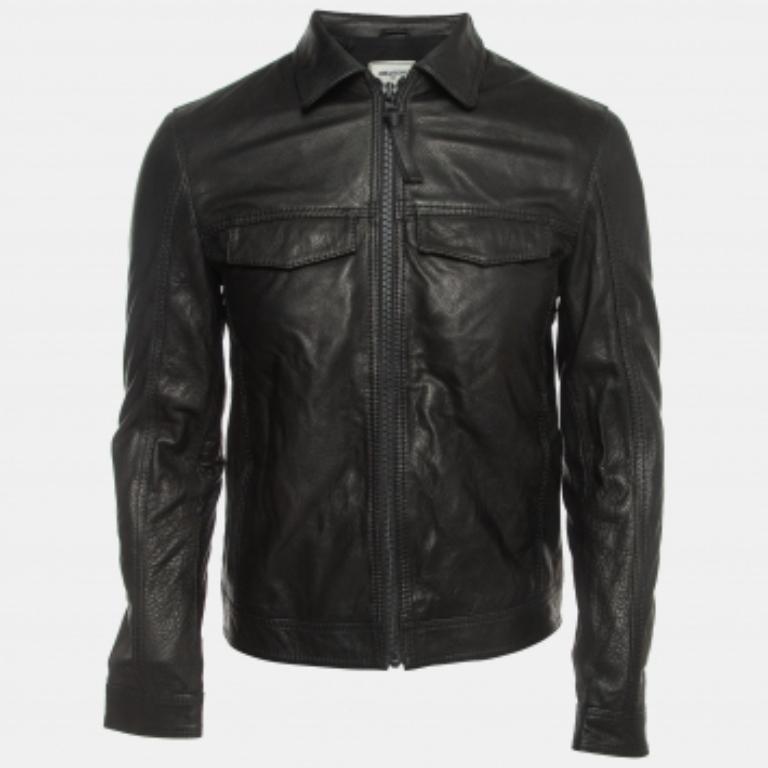 Zadig & Voltaire - Giacca con zip frontale in pelle nera S